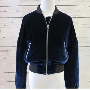 T by Alexander Wang Blue Velvet Bomber